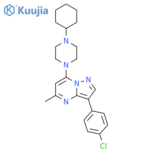1-3-(4-chlorophenyl)-5-methylpyrazolo1,5-apyrimidin-7-yl-4-cyclohexylpiperazine structure