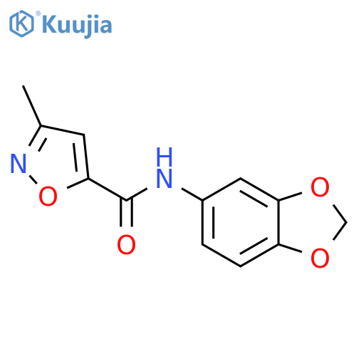 N-(2H-1,3-benzodioxol-5-yl)-3-methyl-1,2-oxazole-5-carboxamide structure