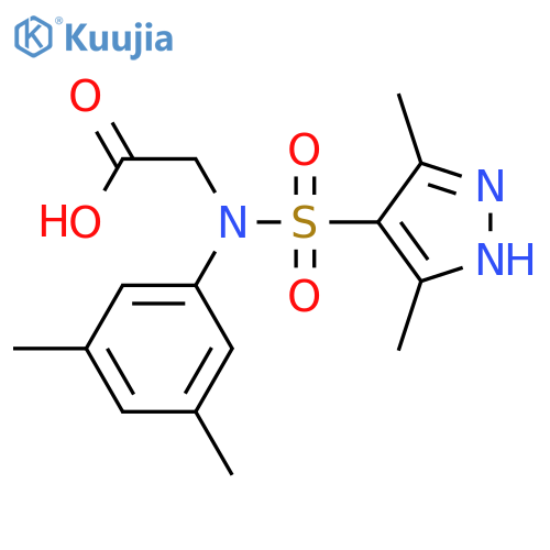{(3,5-Dimethylphenyl)[(3,5-dimethyl-1H-pyrazol-4-yl)sulfonyl]amino}acetic acid structure