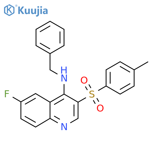 N-benzyl-6-fluoro-3-(4-methylbenzenesulfonyl)quinolin-4-amine structure