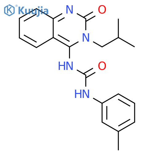 1-(3-methylphenyl)-3-(4E)-3-(2-methylpropyl)-2-oxo-1,2,3,4-tetrahydroquinazolin-4-ylideneurea structure