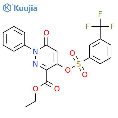 ethyl 6-oxo-1-phenyl-4-{3-(trifluoromethyl)benzenesulfonyloxy}-1,6-dihydropyridazine-3-carboxylate structure