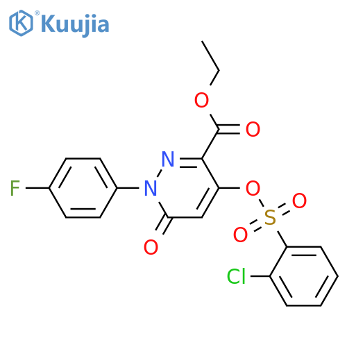 ethyl 4-(2-chlorobenzenesulfonyl)oxy-1-(4-fluorophenyl)-6-oxo-1,6-dihydropyridazine-3-carboxylate structure