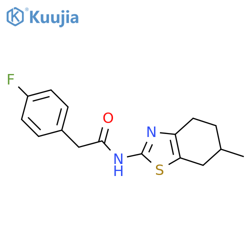 2-(4-fluorophenyl)-N-(6-methyl-4,5,6,7-tetrahydro-1,3-benzothiazol-2-yl)acetamide structure