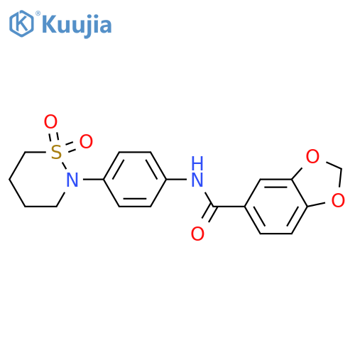 N-4-(1,1-dioxo-1lambda6,2-thiazinan-2-yl)phenyl-2H-1,3-benzodioxole-5-carboxamide structure