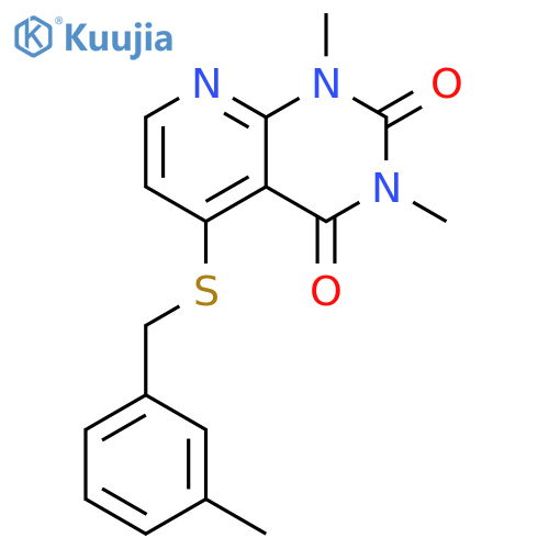 1,3-dimethyl-5-{(3-methylphenyl)methylsulfanyl}-1H,2H,3H,4H-pyrido2,3-dpyrimidine-2,4-dione structure