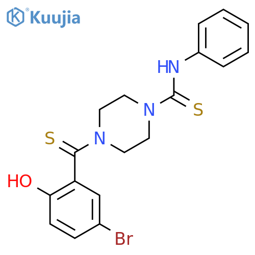 4-(5-bromo-2-hydroxybenzenecarbothioyl)-N-phenylpiperazine-1-carbothioamide structure