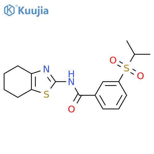 3-(propane-2-sulfonyl)-N-(4,5,6,7-tetrahydro-1,3-benzothiazol-2-yl)benzamide structure