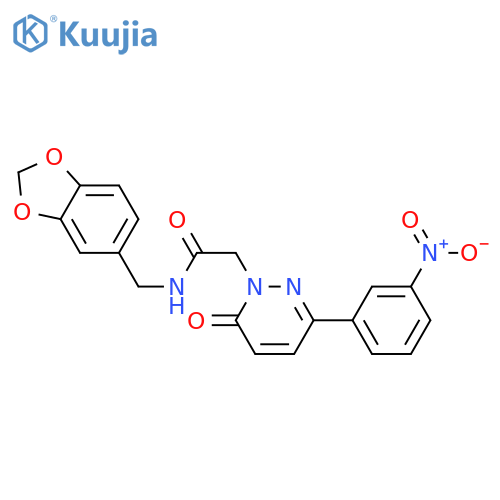 N-(2H-1,3-benzodioxol-5-yl)methyl-2-3-(3-nitrophenyl)-6-oxo-1,6-dihydropyridazin-1-ylacetamide structure