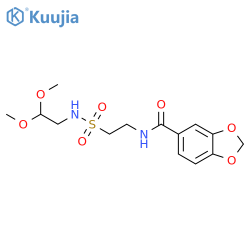 N-{2-(2,2-dimethoxyethyl)sulfamoylethyl}-2H-1,3-benzodioxole-5-carboxamide structure