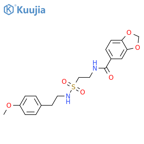 N-(2-{2-(4-methoxyphenyl)ethylsulfamoyl}ethyl)-2H-1,3-benzodioxole-5-carboxamide structure