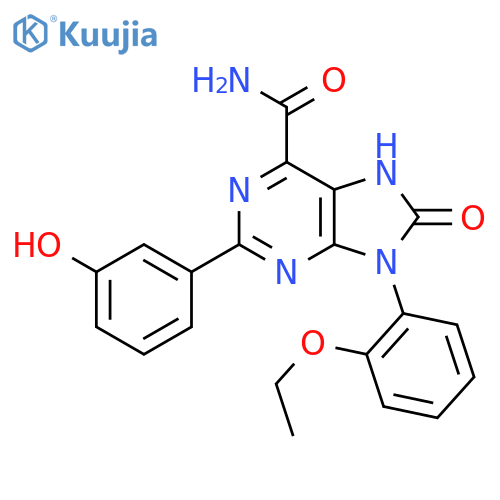 9-(2-ethoxyphenyl)-2-(3-hydroxyphenyl)-8-oxo-8,9-dihydro-7H-purine-6-carboxamide structure