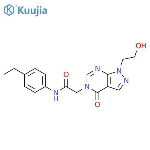 N-(4-ethylphenyl)-2-1-(2-hydroxyethyl)-4-oxo-1H,4H,5H-pyrazolo3,4-dpyrimidin-5-ylacetamide structure