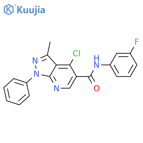 4-chloro-N-(3-fluorophenyl)-3-methyl-1-phenyl-1H-pyrazolo3,4-bpyridine-5-carboxamide structure