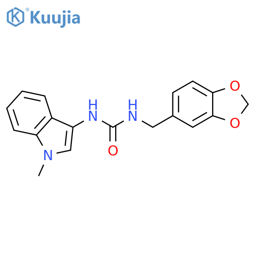 1-(2H-1,3-benzodioxol-5-yl)methyl-3-(1-methyl-1H-indol-3-yl)urea structure