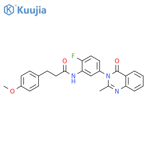 N-2-fluoro-5-(2-methyl-4-oxo-3,4-dihydroquinazolin-3-yl)phenyl-3-(4-methoxyphenyl)propanamide structure