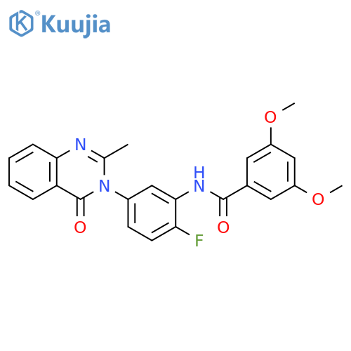N-2-fluoro-5-(2-methyl-4-oxo-3,4-dihydroquinazolin-3-yl)phenyl-3,5-dimethoxybenzamide structure