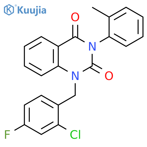 1-(2-chloro-4-fluorophenyl)methyl-3-(2-methylphenyl)-1,2,3,4-tetrahydroquinazoline-2,4-dione structure