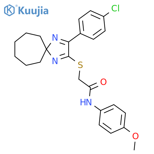 2-{3-(4-chlorophenyl)-1,4-diazaspiro4.6undeca-1,3-dien-2-ylsulfanyl}-N-(4-methoxyphenyl)acetamide structure