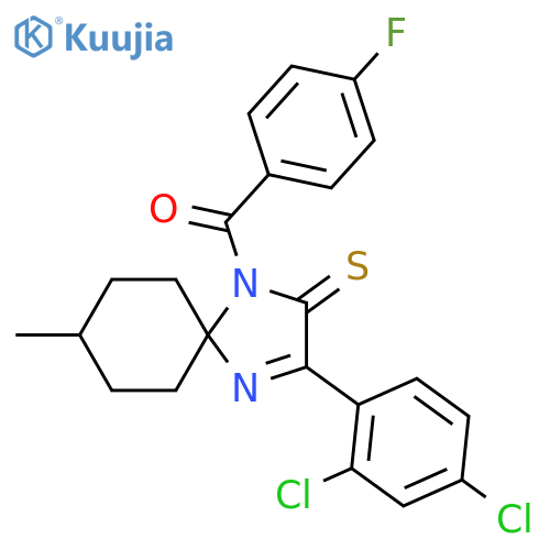 3-(2,4-dichlorophenyl)-1-(4-fluorobenzoyl)-8-methyl-1,4-diazaspiro4.5dec-3-ene-2-thione structure