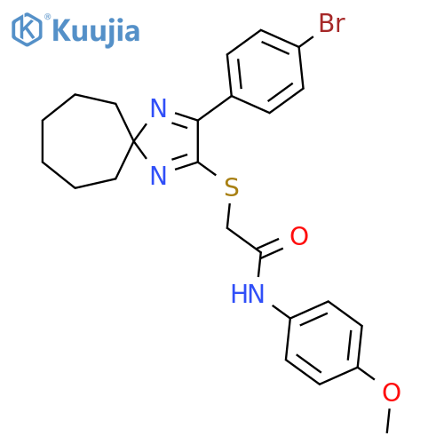 2-{3-(4-bromophenyl)-1,4-diazaspiro4.6undeca-1,3-dien-2-ylsulfanyl}-N-(4-methoxyphenyl)acetamide structure