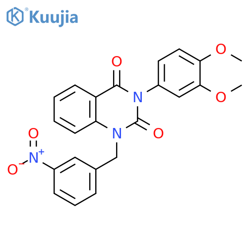 3-(3,4-dimethoxyphenyl)-1-(3-nitrophenyl)methyl-1,2,3,4-tetrahydroquinazoline-2,4-dione structure