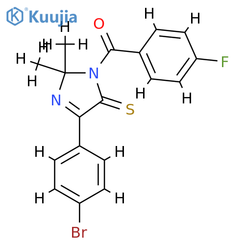 4-(4-bromophenyl)-1-(4-fluorobenzoyl)-2,2-dimethyl-2,5-dihydro-1H-imidazole-5-thione structure