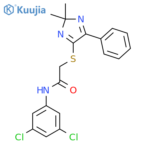 N-(3,5-dichlorophenyl)-2-(2,2-dimethyl-5-phenyl-2H-imidazol-4-yl)sulfanylacetamide structure