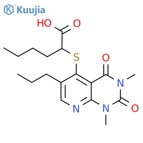 2-({1,3-dimethyl-2,4-dioxo-6-propyl-1H,2H,3H,4H-pyrido2,3-dpyrimidin-5-yl}sulfanyl)hexanoic acid structure