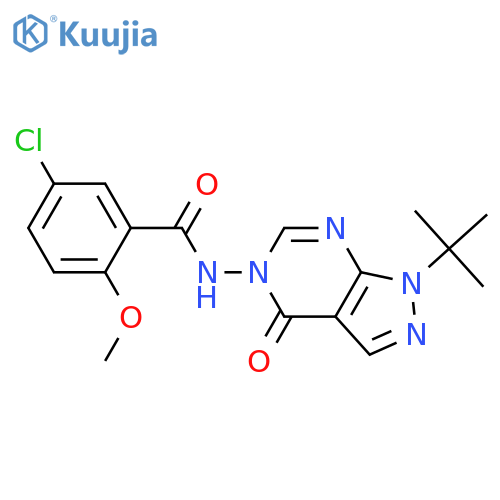 N-{1-tert-butyl-4-oxo-1H,4H,5H-pyrazolo3,4-dpyrimidin-5-yl}-5-chloro-2-methoxybenzamide structure