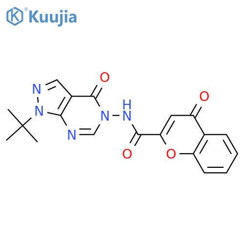N-{1-tert-butyl-4-oxo-1H,4H,5H-pyrazolo3,4-dpyrimidin-5-yl}-4-oxo-4H-chromene-2-carboxamide structure