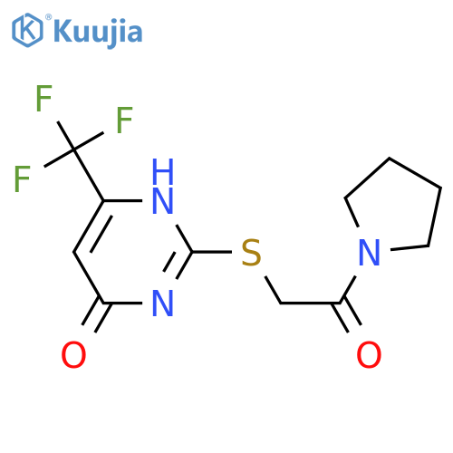 2-{2-oxo-2-(pyrrolidin-1-yl)ethylsulfanyl}-6-(trifluoromethyl)-3,4-dihydropyrimidin-4-one structure