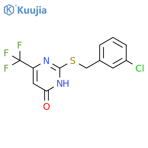 2-{(3-chlorophenyl)methylsulfanyl}-6-(trifluoromethyl)-3,4-dihydropyrimidin-4-one structure