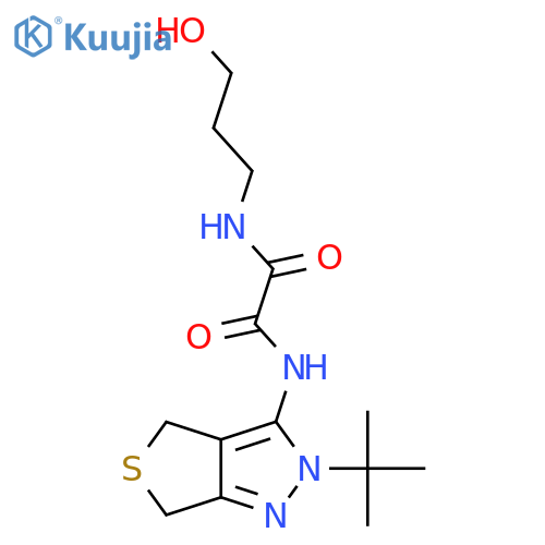 N'-{2-tert-butyl-2H,4H,6H-thieno3,4-cpyrazol-3-yl}-N-(3-hydroxypropyl)ethanediamide structure