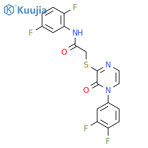 N-(2,5-difluorophenyl)-2-{4-(3,4-difluorophenyl)-3-oxo-3,4-dihydropyrazin-2-ylsulfanyl}acetamide structure