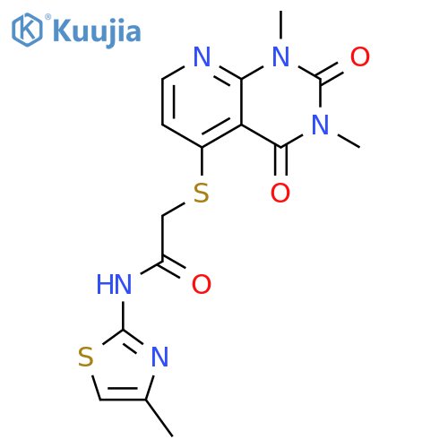 2-({1,3-dimethyl-2,4-dioxo-1H,2H,3H,4H-pyrido2,3-dpyrimidin-5-yl}sulfanyl)-N-(4-methyl-1,3-thiazol-2-yl)acetamide structure