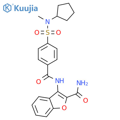 3-{4-cyclopentyl(methyl)sulfamoylbenzamido}-1-benzofuran-2-carboxamide structure