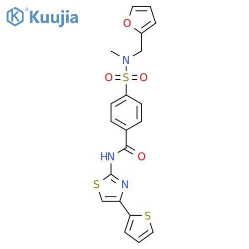 4-{(furan-2-yl)methyl(methyl)sulfamoyl}-N-4-(thiophen-2-yl)-1,3-thiazol-2-ylbenzamide structure