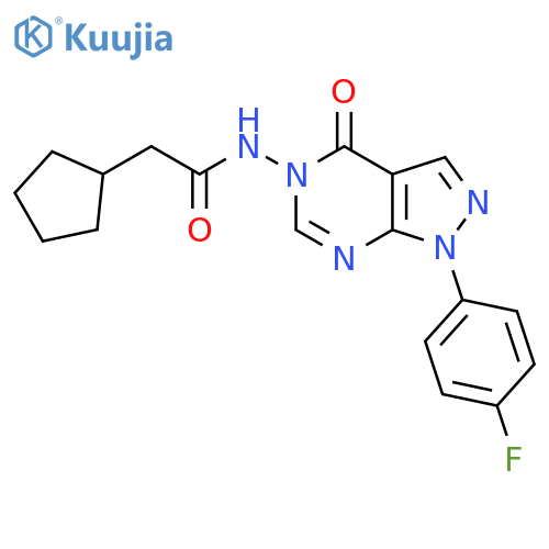 2-cyclopentyl-N-1-(4-fluorophenyl)-4-oxo-1H,4H,5H-pyrazolo3,4-dpyrimidin-5-ylacetamide structure