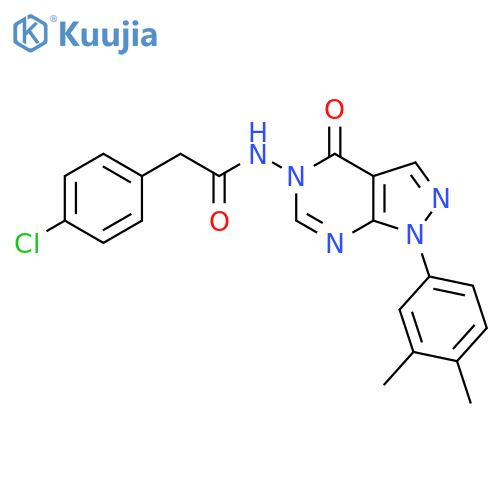 2-(4-chlorophenyl)-N-1-(3,4-dimethylphenyl)-4-oxo-1H,4H,5H-pyrazolo3,4-dpyrimidin-5-ylacetamide structure