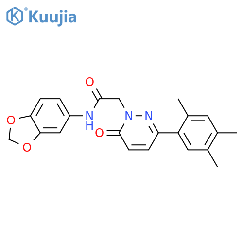 N-(2H-1,3-benzodioxol-5-yl)-2-6-oxo-3-(2,4,5-trimethylphenyl)-1,6-dihydropyridazin-1-ylacetamide structure