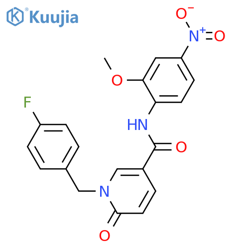 1-(4-fluorophenyl)methyl-N-(2-methoxy-4-nitrophenyl)-6-oxo-1,6-dihydropyridine-3-carboxamide structure