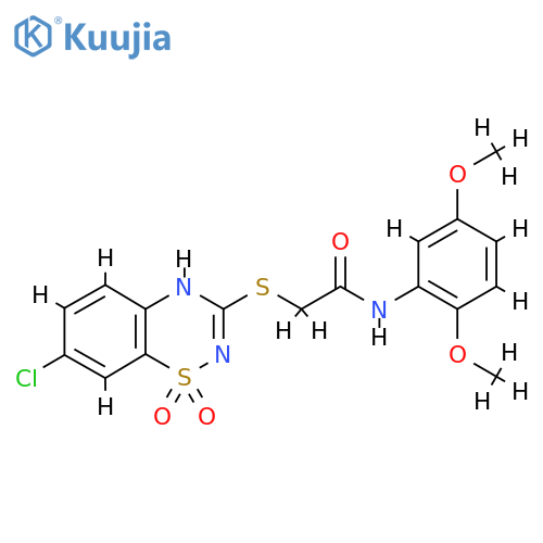 2-(7-chloro-1,1-dioxo-4H-1lambda6,2,4-benzothiadiazin-3-yl)sulfanyl-N-(2,5-dimethoxyphenyl)acetamide structure