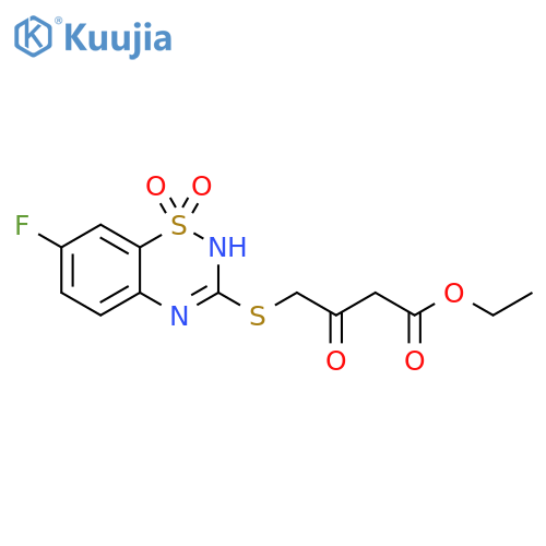 ethyl 4-(7-fluoro-1,1-dioxo-4H-1lambda6,2,4-benzothiadiazin-3-yl)sulfanyl-3-oxobutanoate structure