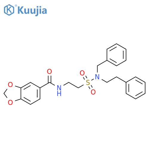 N-{2-benzyl(2-phenylethyl)sulfamoylethyl}-2H-1,3-benzodioxole-5-carboxamide structure