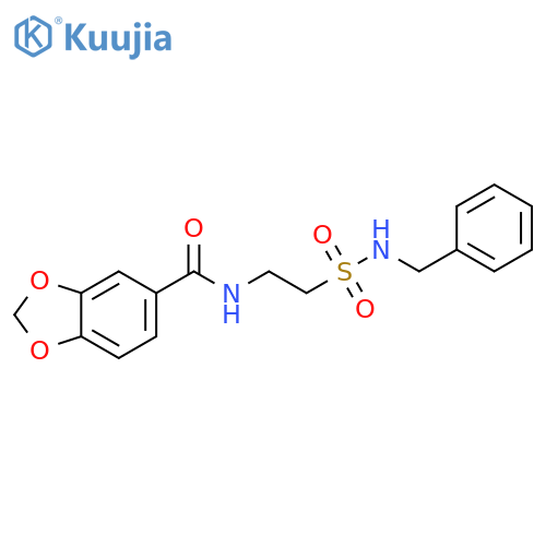 N-2-(benzylsulfamoyl)ethyl-2H-1,3-benzodioxole-5-carboxamide structure
