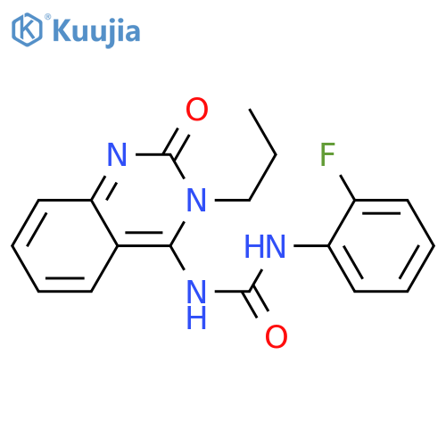 1-(2-fluorophenyl)-3-(4E)-2-oxo-3-propyl-1,2,3,4-tetrahydroquinazolin-4-ylideneurea structure