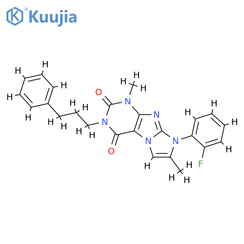 8-(2-fluorophenyl)-1,7-dimethyl-3-(3-phenylpropyl)-1H,2H,3H,4H,8H-imidazo1,2-gpurine-2,4-dione structure