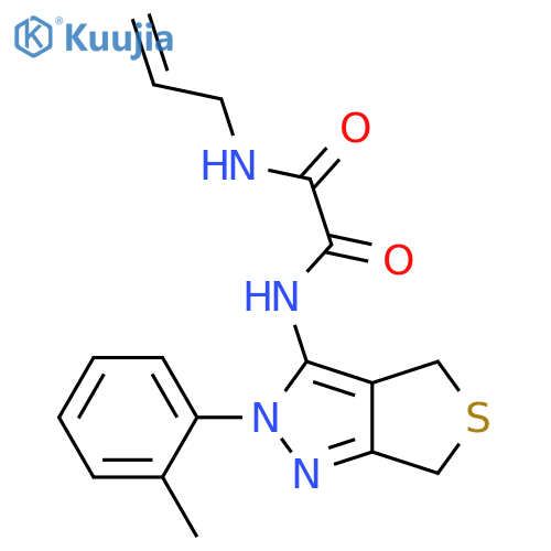 N'-2-(2-methylphenyl)-2H,4H,6H-thieno3,4-cpyrazol-3-yl-N-(prop-2-en-1-yl)ethanediamide structure