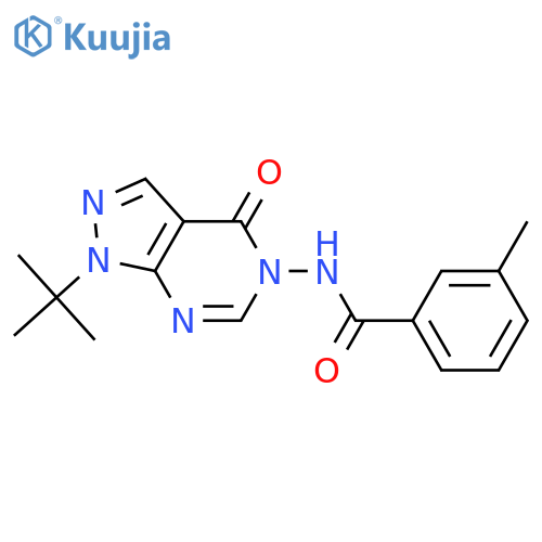 N-{1-tert-butyl-4-oxo-1H,4H,5H-pyrazolo3,4-dpyrimidin-5-yl}-3-methylbenzamide structure